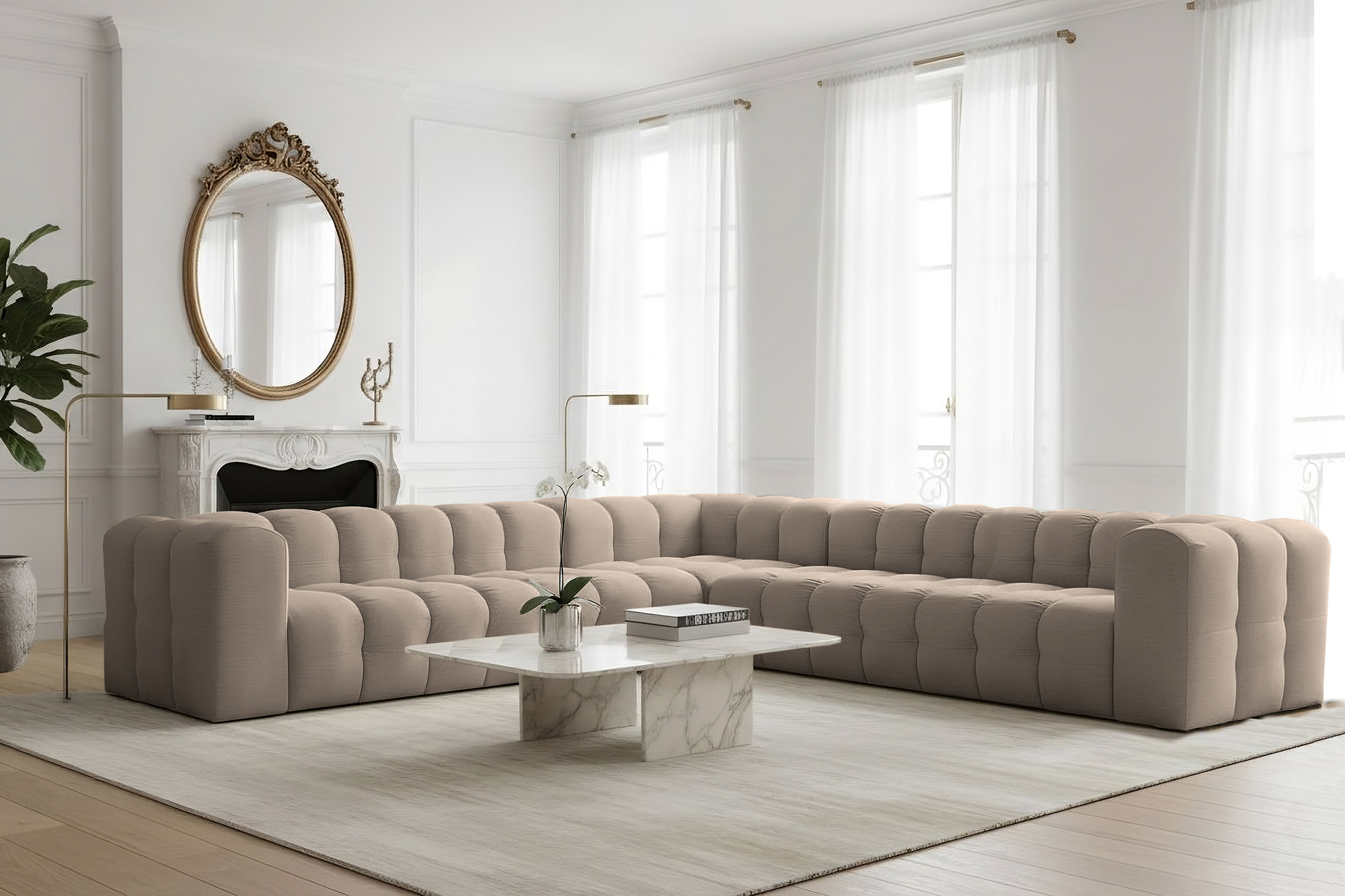 Baloo Corner 330x330 cm Stoff Tiffany Taupe